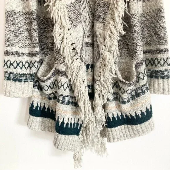 CABI Shetland Fringe Drape Front Oversized Waterfall Cardigan Sweater Size Small - Picture 5 of 11